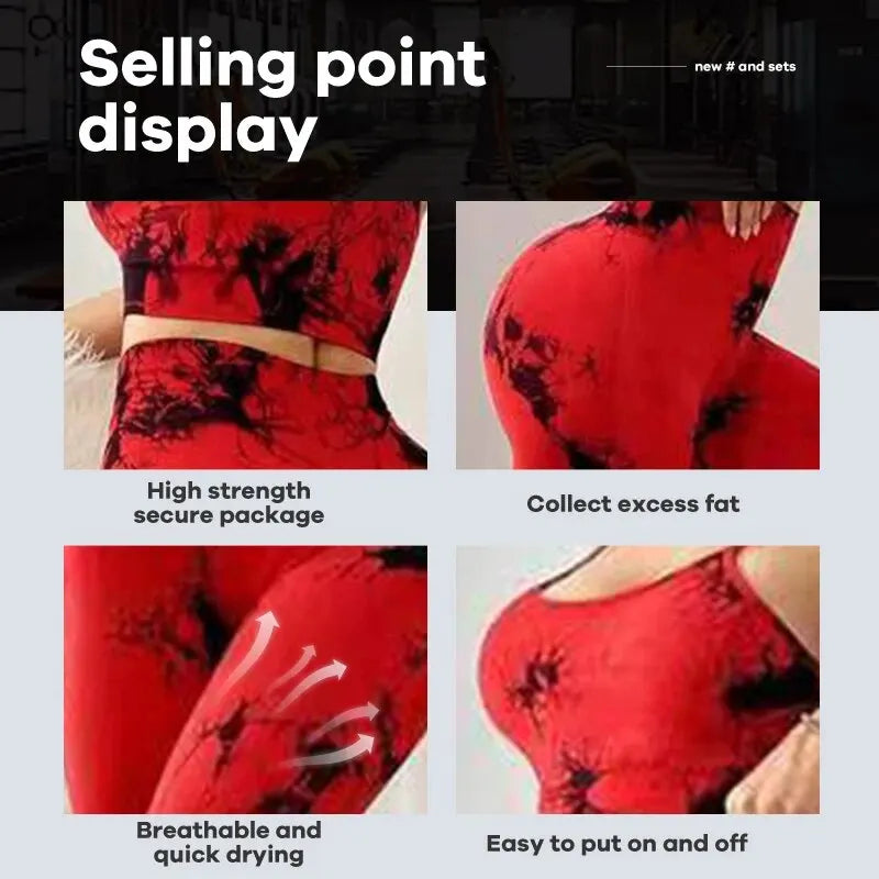 Tie Dye Yoga Damen Trainingsanzug Fitness Yoga Sets Sportbekleidung Workout BH + High Waist Leggings Gym Kleidung Nahtlose Sportanzüge