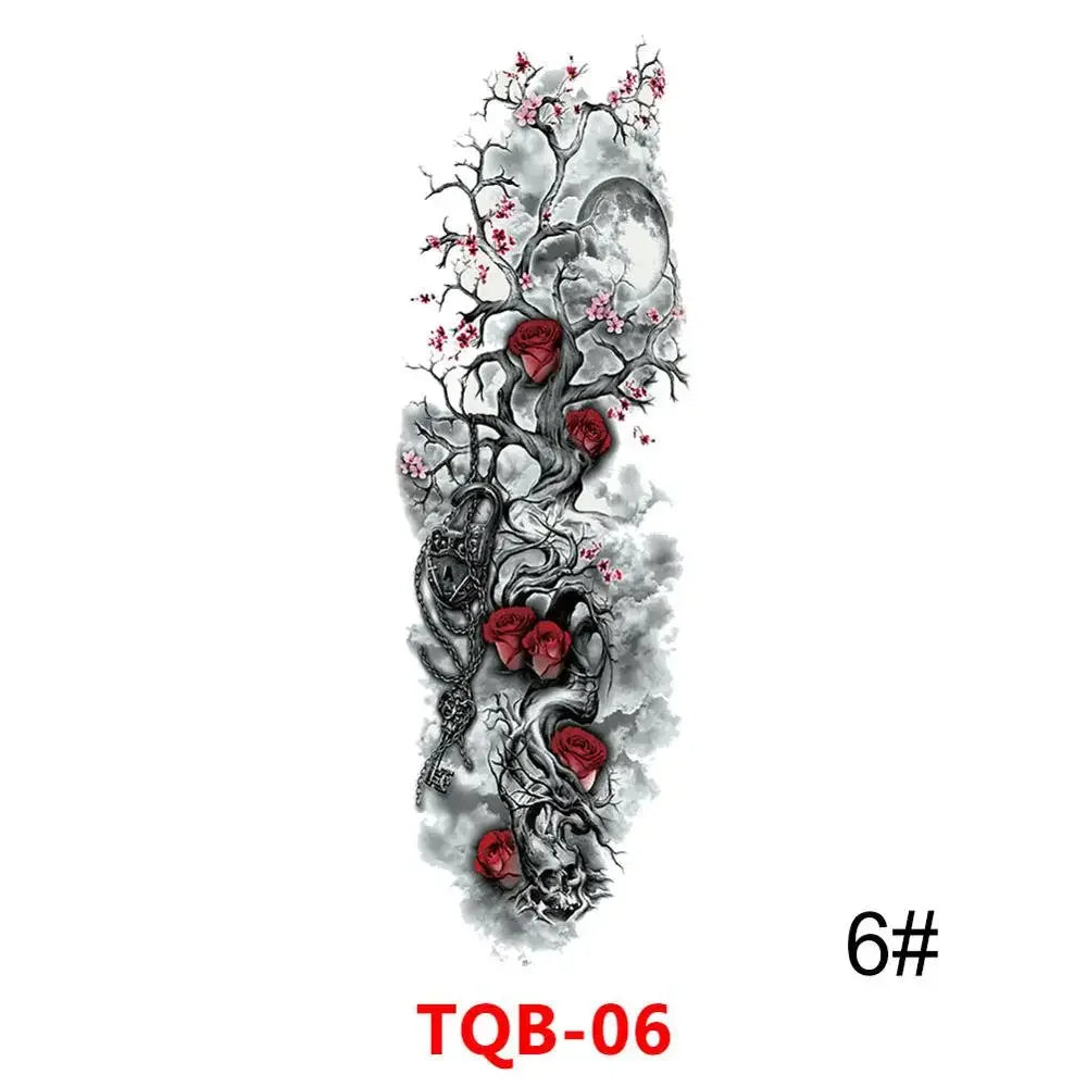 Waterproof Temporary Tattoo Sticker Full Arm Large Skull Old School Tatoo Stickers Flash Fake Tattoos for Men Women