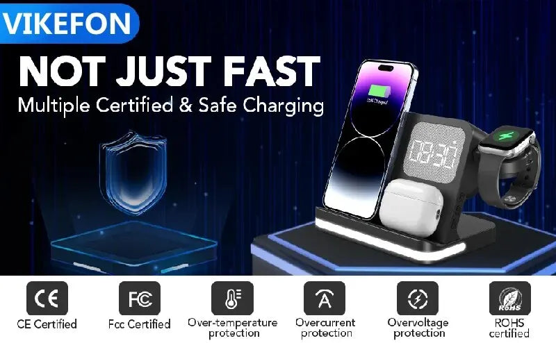 Wireless Charger Stand For iPhone 17-12 Samsung S25 S22 Ultra Fold Z Flip Galaxy Watch Active Buds Fast Charging Station Holder