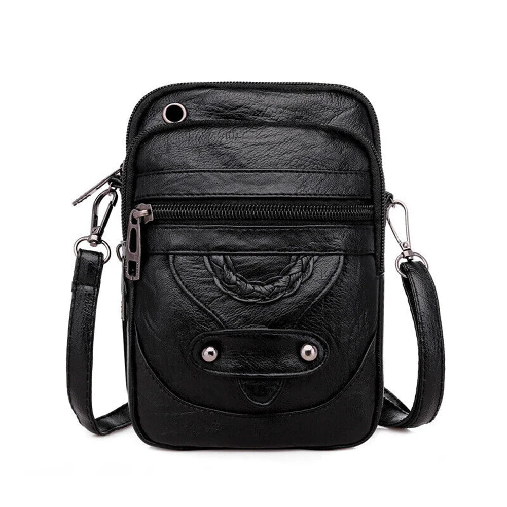 Soft Pu Leather Small Shoulder Bag For Women Vintage Multi-Functional Crossbody Bag Large Cash Purse Ladies Cell Phone Bag