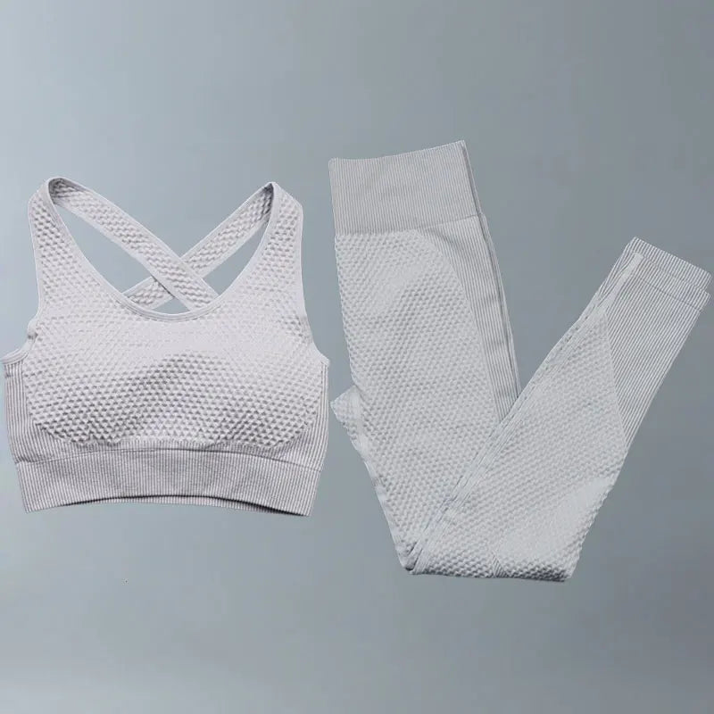 Yoga Suits Women Fitness Wear Gym Set Sports Outfits Training Exercise Workout Pants Long Sleeve Crop Top Bra Womens Tracksuits