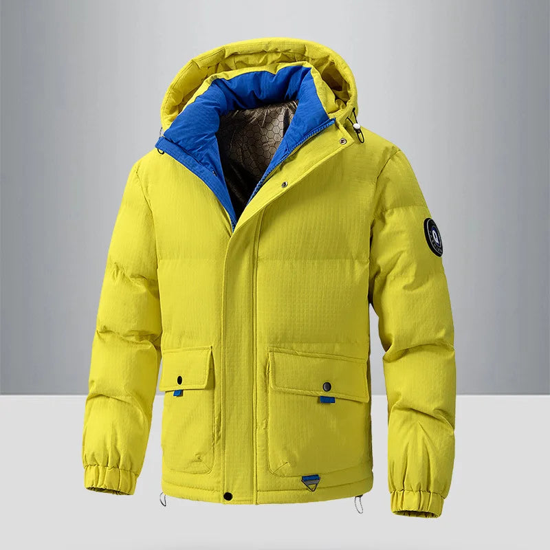 Man Down Jacket Winter New Thicken Cold-proof Windproof Men Outerwear Fashion Solid Color Long Sleeve Zipper Male Hooded Coat
