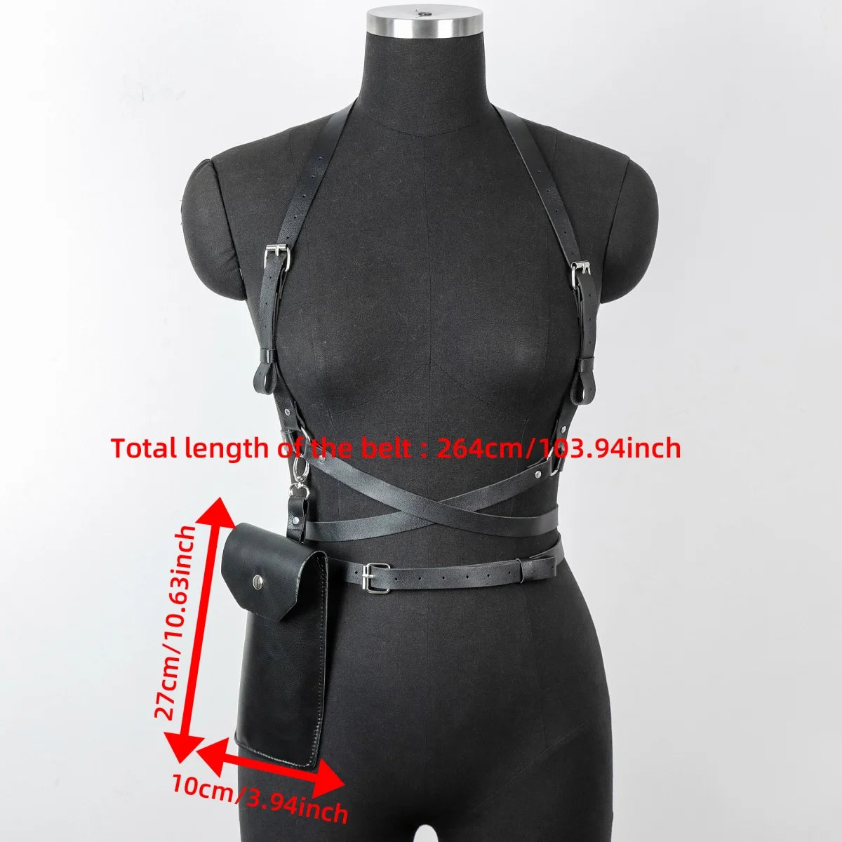 Women Faux Leather Set Steampunk Chest Harness Belt + Thigh Holster Medieval Pirate Cosplay Costume Accessories Halloween