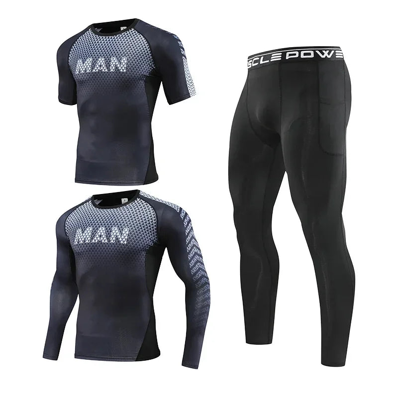 Mens Fitness Sportswear Set Moisture-wicking for Gym Running Leggings Dry Fit and Comfortable Workouts Sports Wear Clothes