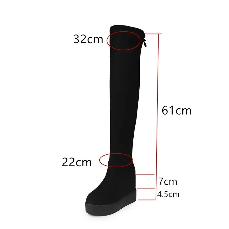 2025 Winter Women High Boots Fashion Hidden Heel Woman Long Boot Warm Plush Thigh High Boots For Women Winter Platform Shoes