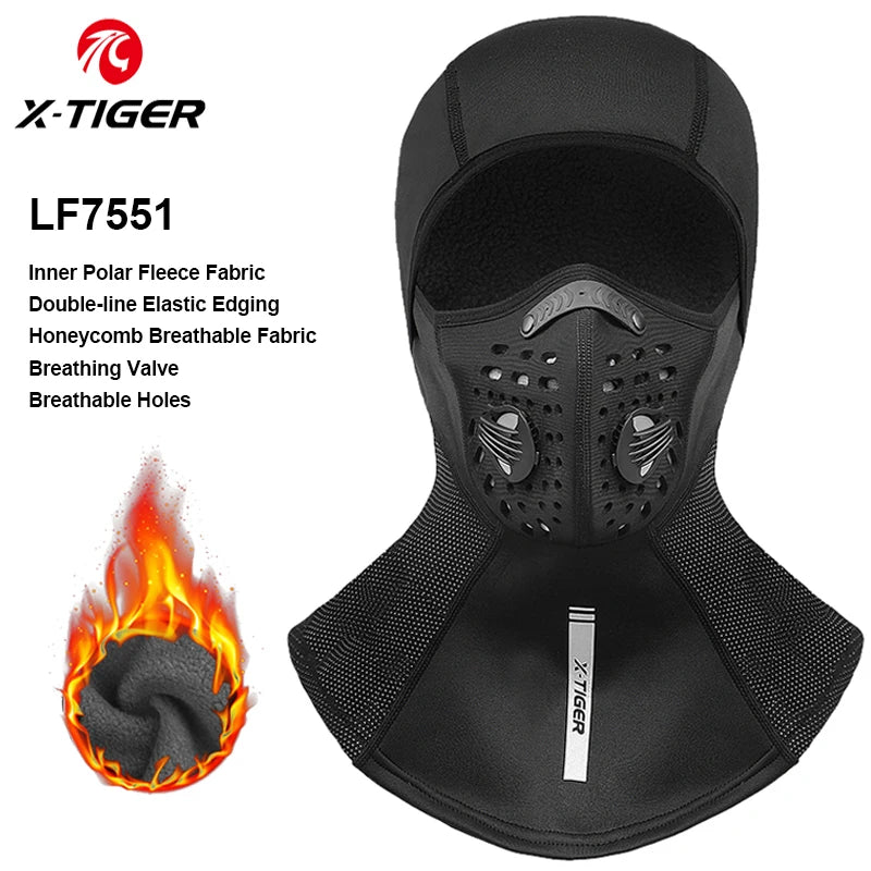 X-TIGER Winter Bicycle Balaclava Windproof Warm Cycling Scarf Mask  with Filter Full Face Mask Ski Motorcycle Cycling Headwear
