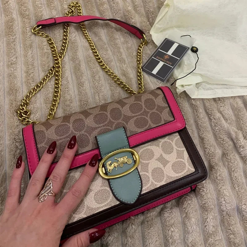 Hot Deal Women'S Shoulder Bag Handbags Luxury Fashion Retro Chain Bag Brand Instagram Versatile Crossbody Small Square Bag