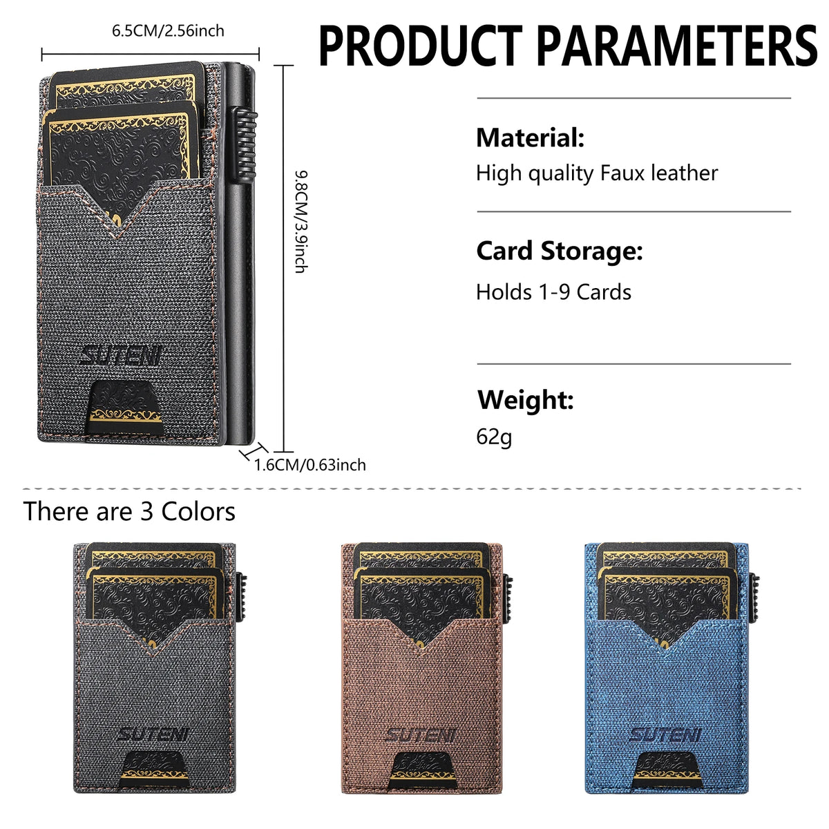 SUTENI Faux Leather Card Slot Wallet Flip Cover Unisex Card Box Pressing The Button Automatically Ejects The Card