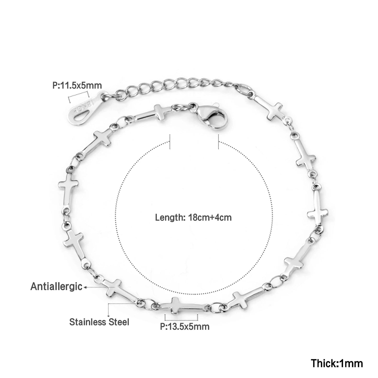 LUXUSTEEL Stainless Steel Long Necklace Virgin Mary Cross Pendant with 35cm+15cm Extender Bead Chain Jewelry