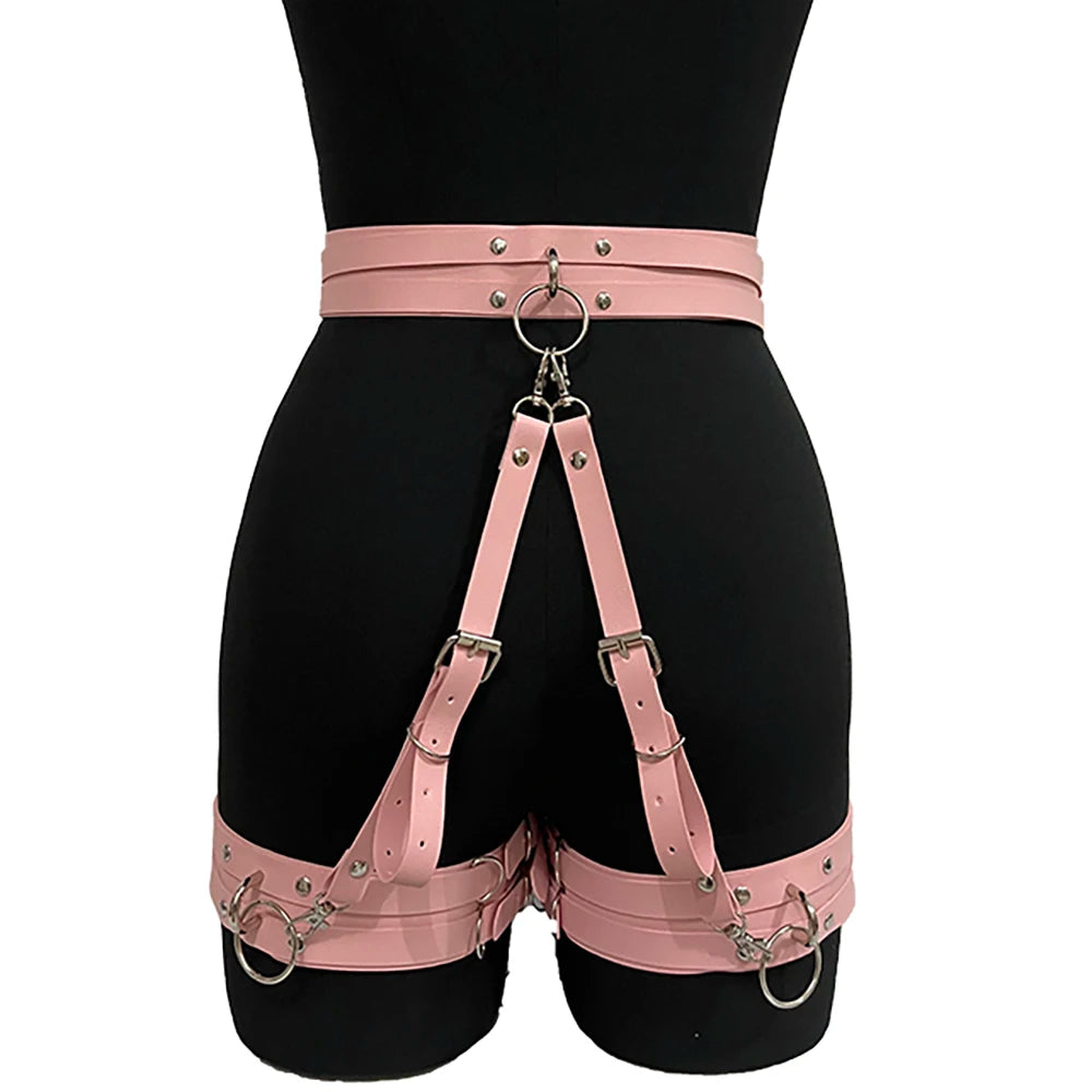 Women Fashion Belt Street Style for Women Cool Punk Rock Pu Leather Belt With Leg Jeans Decorative Belt Goth Clothing Accessorie