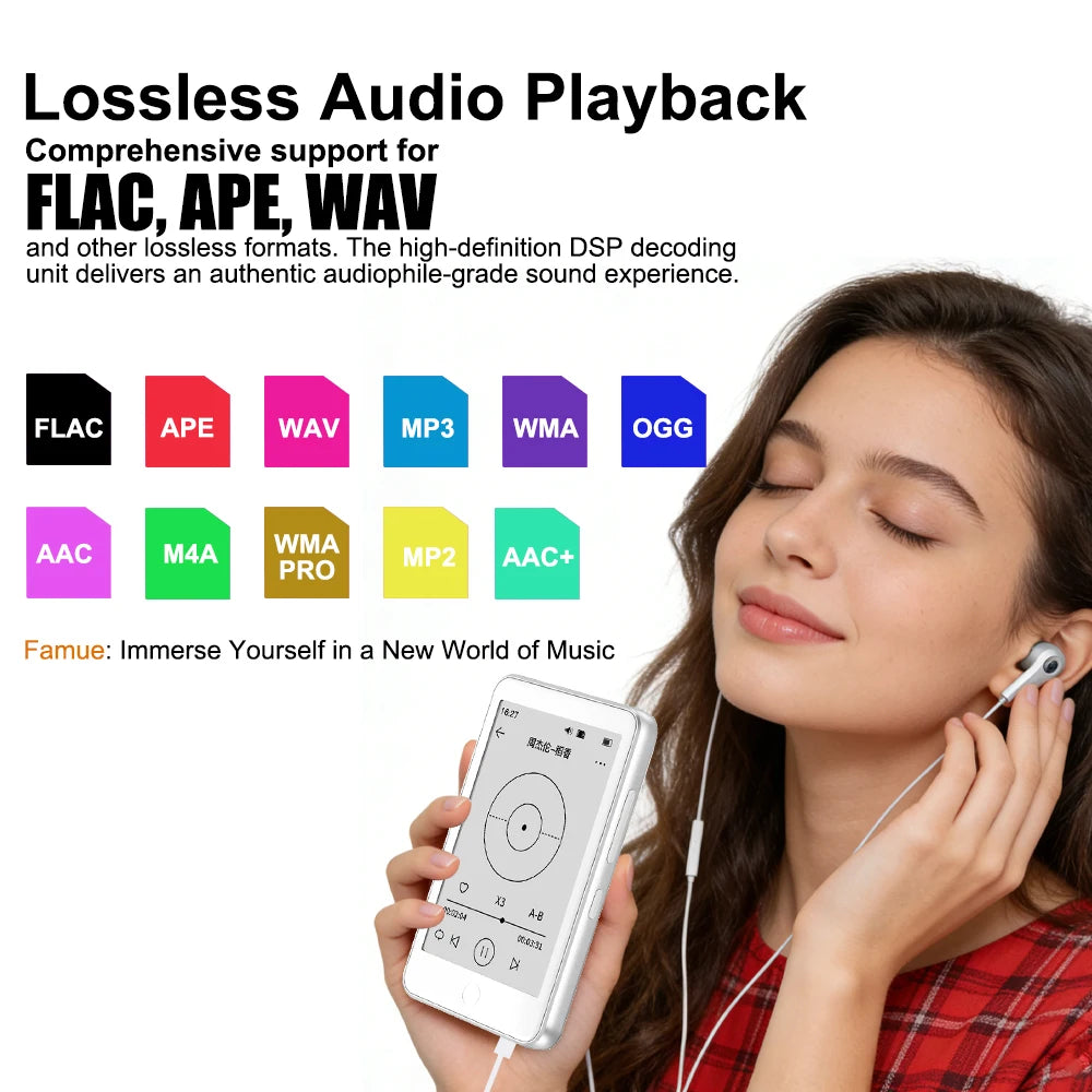 Famue 3.52 Inch Mini E-Ink E-Reader 32GB - Portable E-Book Reader with MP3 Player, Bluetiith 5.3 Classroom Recording & FM Radio