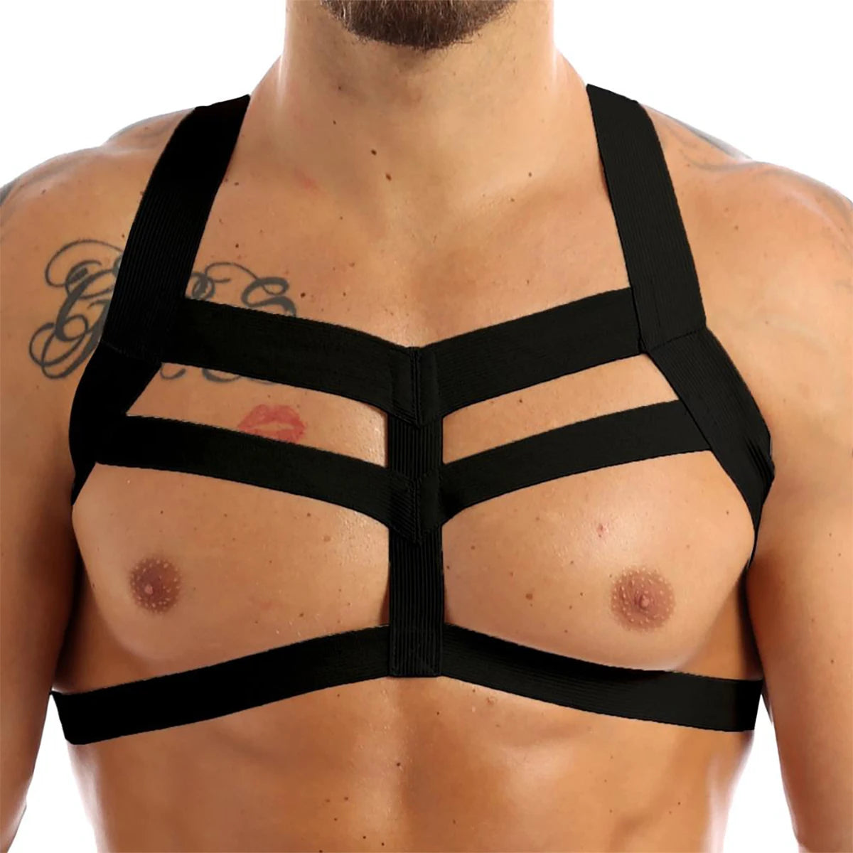 PU Leather Chest Harness for Men, Adjustable Suspenders, Bondage Body Harness, Gothic Clothing Accessories, Fashion