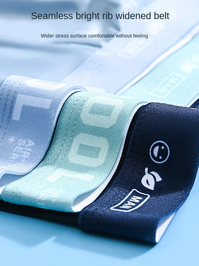 4Pcs Boxer Shorts Men's Underwear Ice Silk Underpants Sexy Panties 3A Antibacterial Breathable Elastic Lingerie Plus Size L-6XL