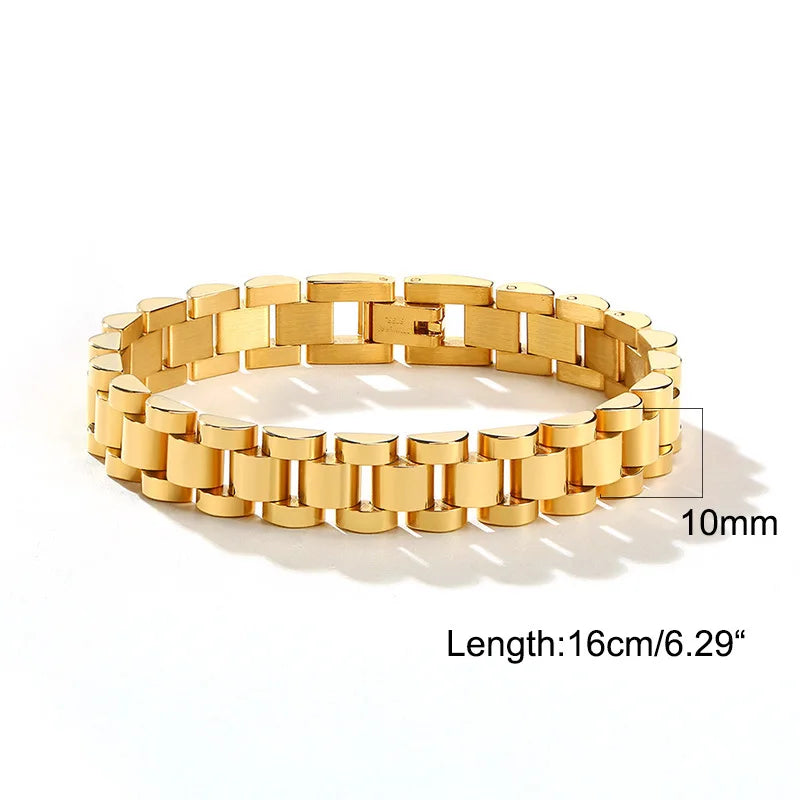 Vnox Stainless Steel Classic Watchband Bracelet For Women Men,Watch Straps Width Link Chain Bracelet Bangle,Unisex Hand Jewelry