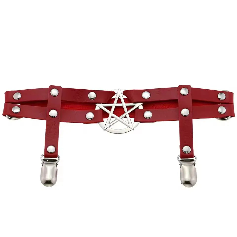 Leg Strap Garter Belt Pentagram Thigh Harness Women Girls Goth Cosplay Accessories Harajuku Egirl Jewelry