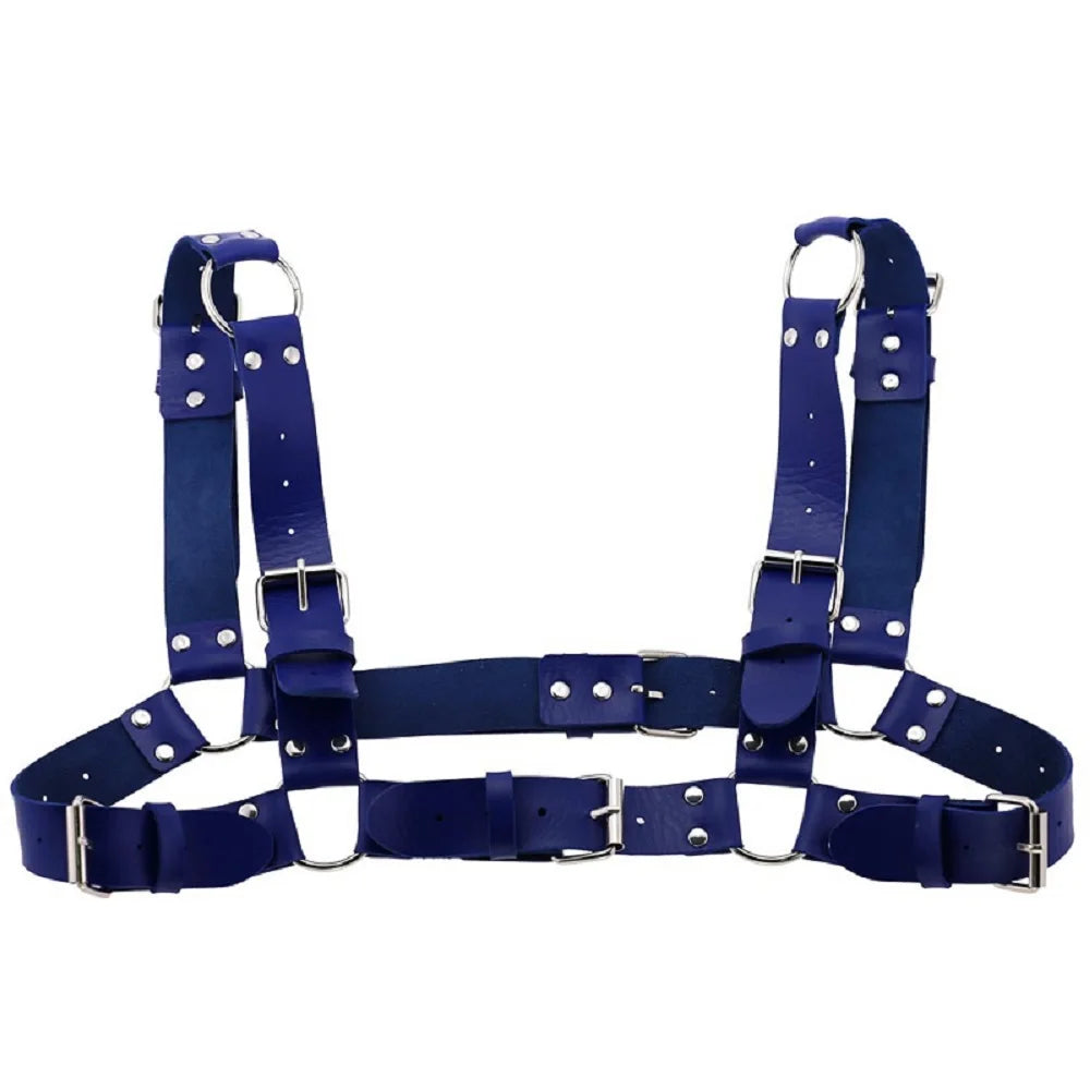 Decopunk Women Men Sexy Punk Chest Harness Adjustable Caged Metal Body Chain PU Leather Choker Statement Necklace Party Clubwear