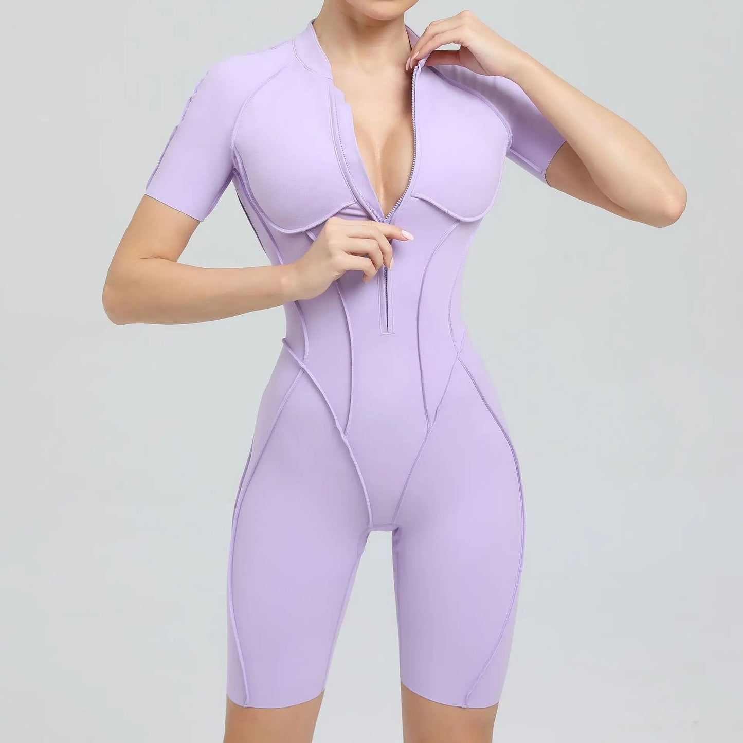 Women's Tracksuit Gym Workout Sports Clothes Outfit Zipper Jumpsuit Yoga Fitness Overalls Set Open Back Bodysuits Suit for Women