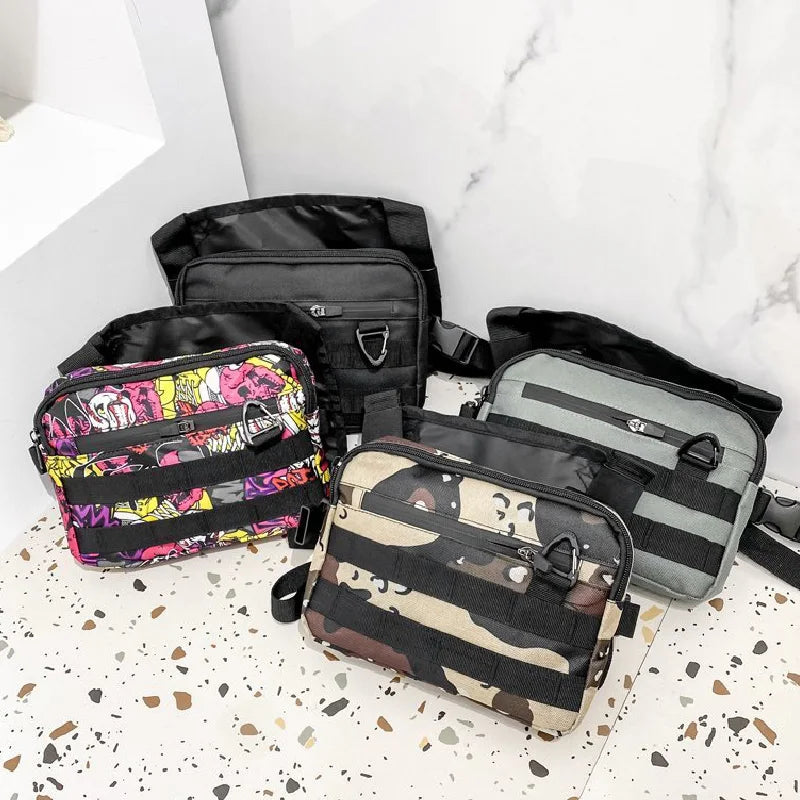 Hip-hop Streetwear Chest Rig Bag Men High Quality Nylon Unisex Chest Bags Casual Sport Storage Vest Pocket Solid Color Backpack