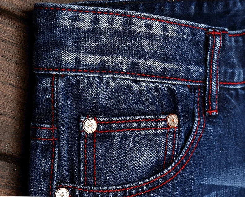 New Men's Ripped Vintage Jeans Straight Denim Trousers Male Distressed Personalized Motorcycle High Street Spliced Jeans Pants
