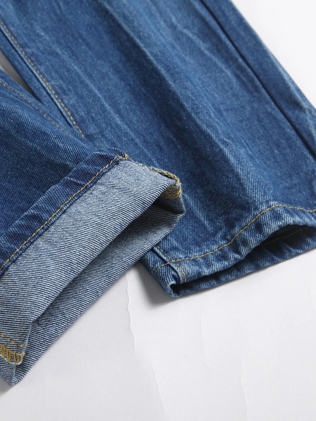 Men's Trendy Streetwear Straight Leg Dark Wash Ripped Denim Jeans