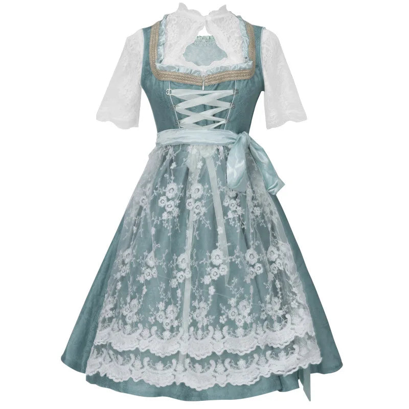 German Oktoberfest Dress for Women (Includes Lingerie and Apron),Halloween and Carnival Costume,Bavarian-Style Maid Outfit