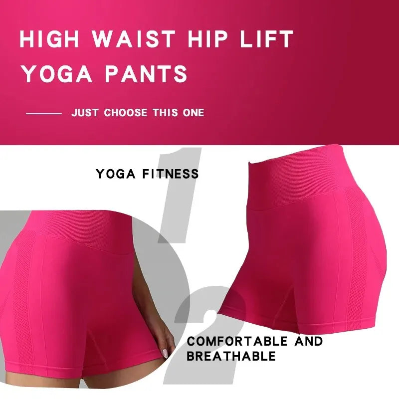 Women's Shorts for Cycling Jogging Fitness Sports Seamless High-Waisted Hip-Lifting Gym Shorts Tight Yoga Clothing