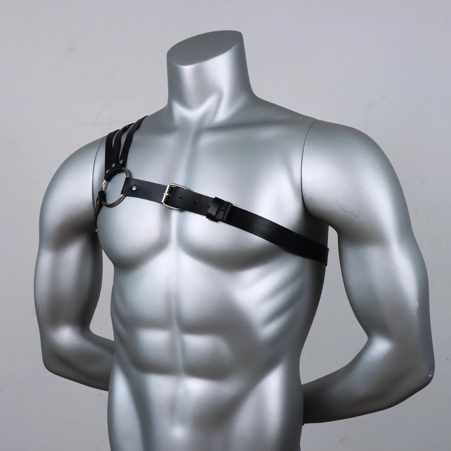 One Shoulder Men's Harness PU Leather Gay Men Chest Harness Bondage Black Leather Men Accessories Upper Erotic Body Men Harness
