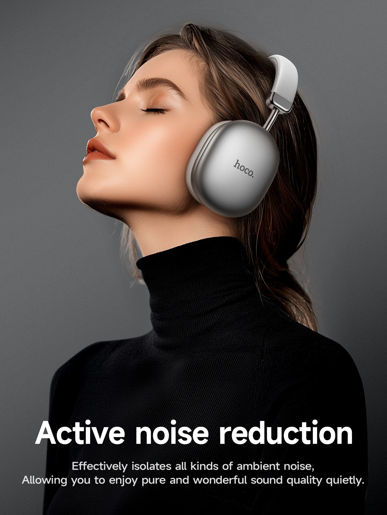 HOCO W35 Max ANC Noise Reduction Bluetooth Headphones Volume Control Over Ear Wireless Headsets 90H Use Time Earphones Universal