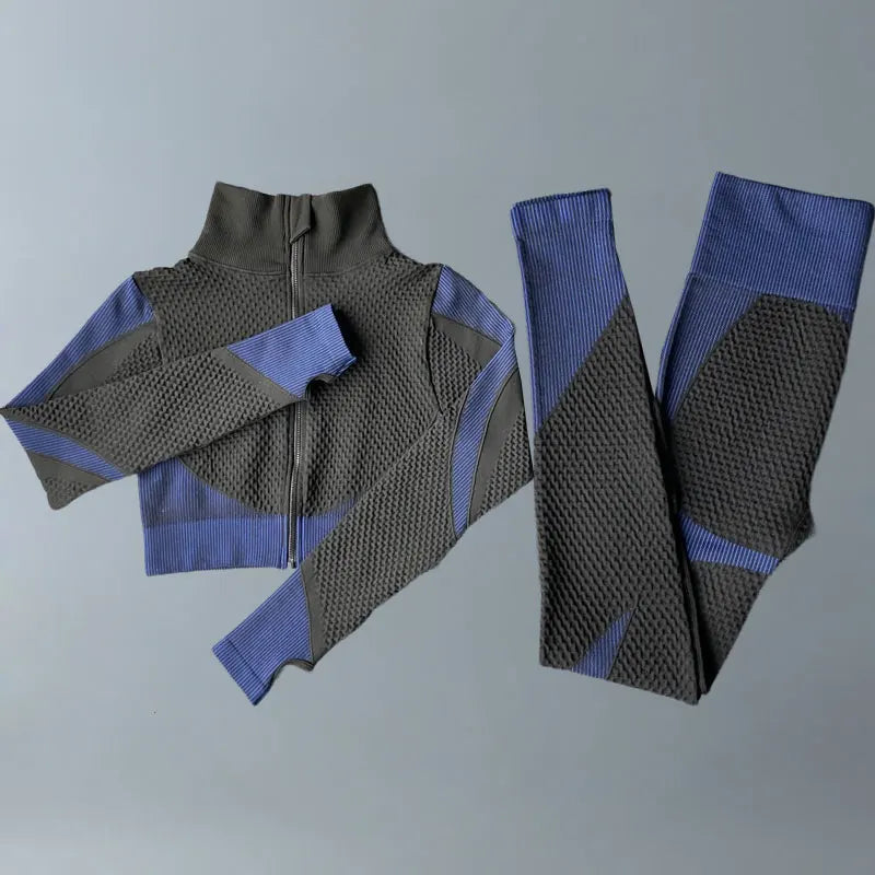 Yoga Suits Women Fitness Wear Gym Set Sports Outfits Training Exercise Workout Pants Long Sleeve Crop Top Bra Womens Tracksuits