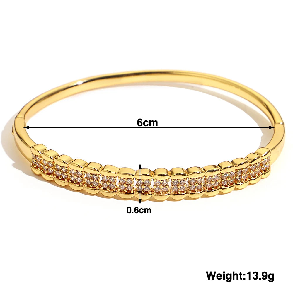 Greatera Trendy Gold Plated 316L Stainless Steel Bangles Bracelets for Women Delicate Cubic Zirconia Bracelet Party Jewelry 2024