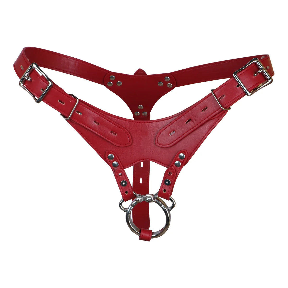 PU Leather Chastity Belt For Metal Penis Lock Cage Auxiliary Harness Belt Underwear Chastity Accessories B*SM Men S*x Toys