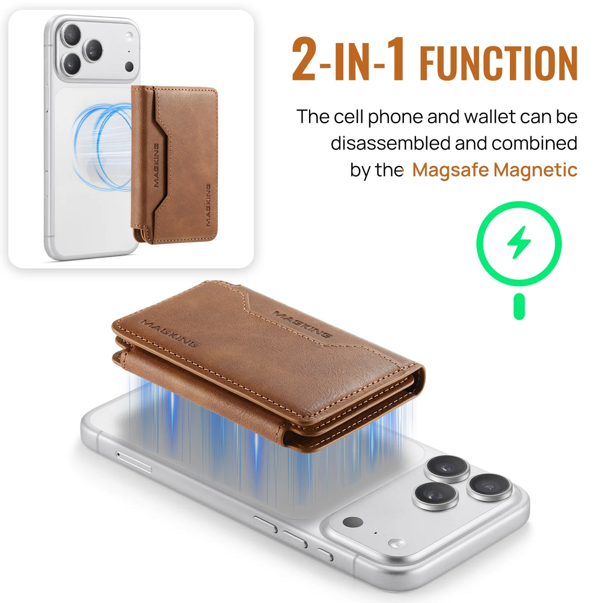 For IPhone 18 13 14 15 16 17 Pro Max Plus For Magsafe Leather Wallet Magnetic Cellphone Card Holder Multi-Card Slot Mini Wallet