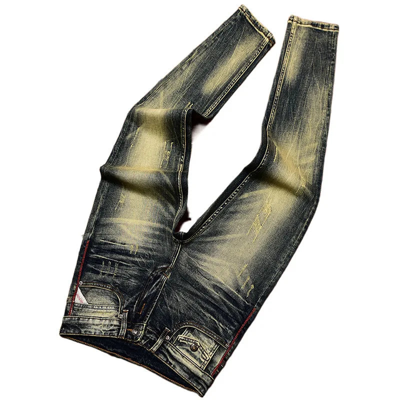 Luxury Soft Jeans Men's Fall New Design Trendy Slim Fit Stretchy Pants Elegant Business Casual Wardrobe Essential trousers
