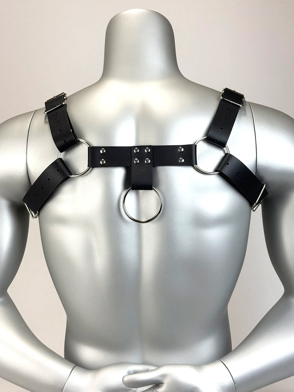 Men’s PU Leather Chest Harness O Ring Body Harness Adjustable Shoulder Strap Punk Streetwear
