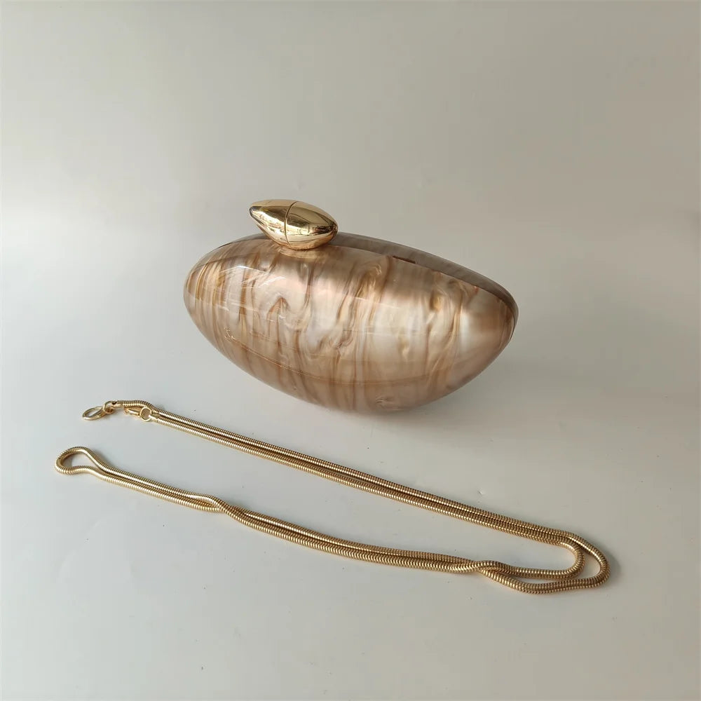Shell Brand Pearl Brown Marble Acrylic Box Clutches Evening Bag Wedding Party  Female Mini Purse Evening Female Bridal Handbag