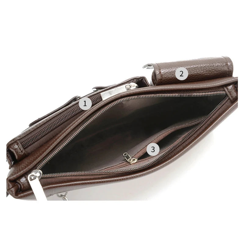 Men's Waist Pack Leather Bag Waist Belt Bag Male Leather Fanny Pack Fashion Luxury Small Shoulder Bags For Men Coin Purse