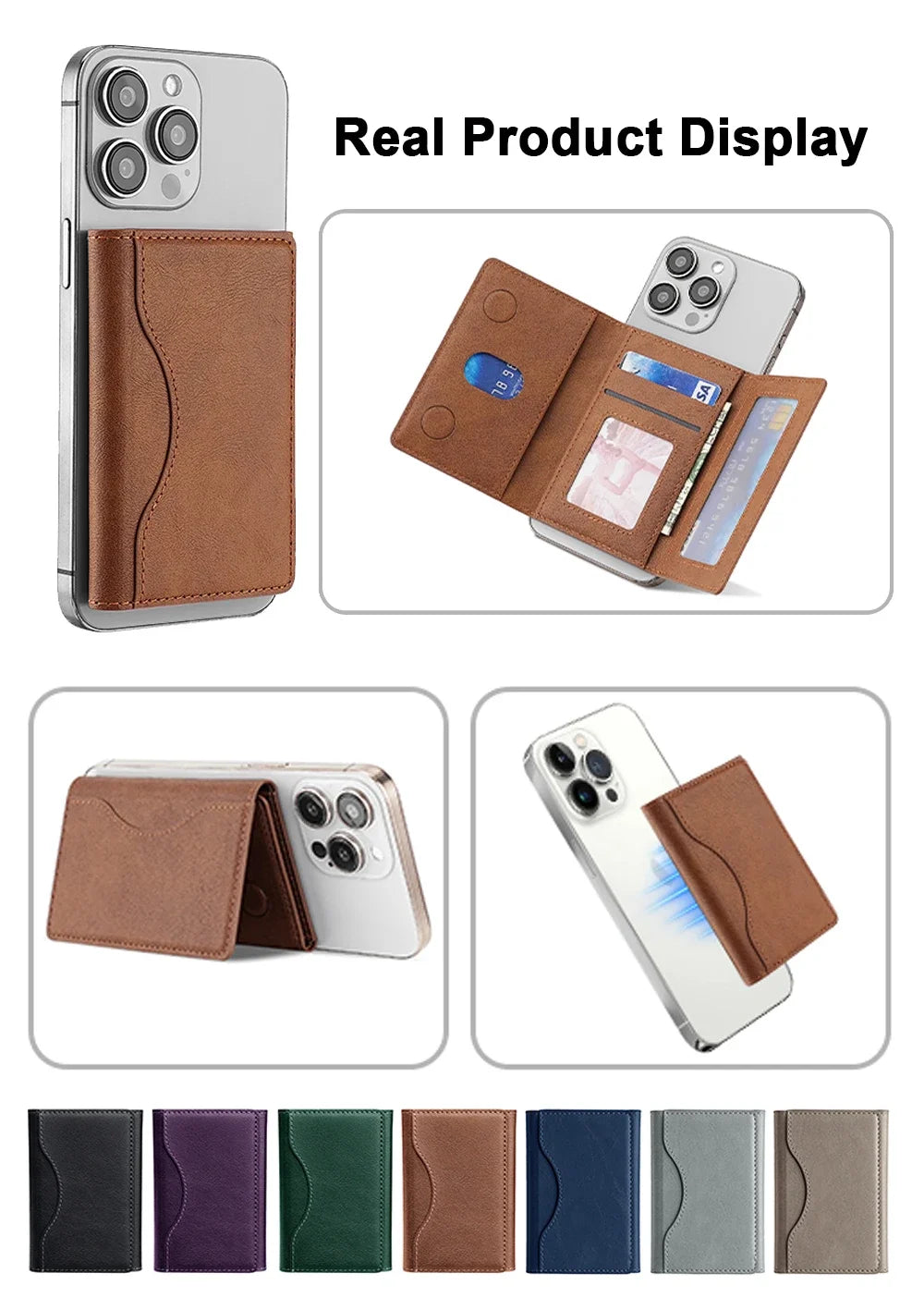 Strong Magnetic Folding Wallet Card Holder Leather Case for IPhone 17 16 Pro Max for MagSafe Stand Cover for Samsung