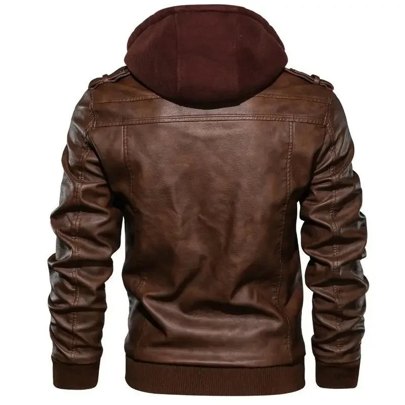 Outdoor Windproof Male Leather Jacket Men's Slim Fit Zipper Leather Jacket PU Jacket Autumn Winter Man High Quality Clothing