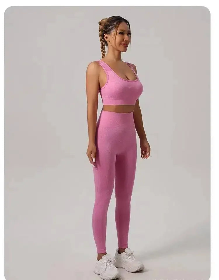 ALLUKASA Nahtloses Yoga-Set für Damen, Beauty Back, Sport-BH + Hüftlifting-Leggings, Workout-Set, atmungsaktives Fitness-Set, Fitnessstudio-Kleidung