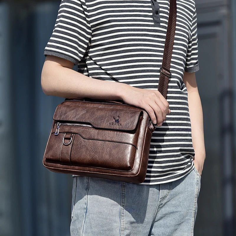 WEIXIER Shoulder Bag Men's Crossbody Bags PU Leather Handbag Capacity Men Messenger Bags Top handle Tote Bag for Male 가방 рюкзак