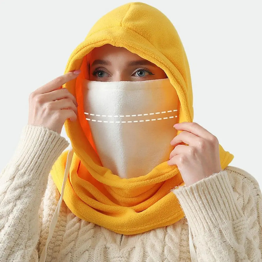 Lässige Plüschmützen Kappe Halswärmer Winddichte Mütze Schal Set Verdickt Halten Sie warm Mit Kapuze Gesichtsmaske Outdoor