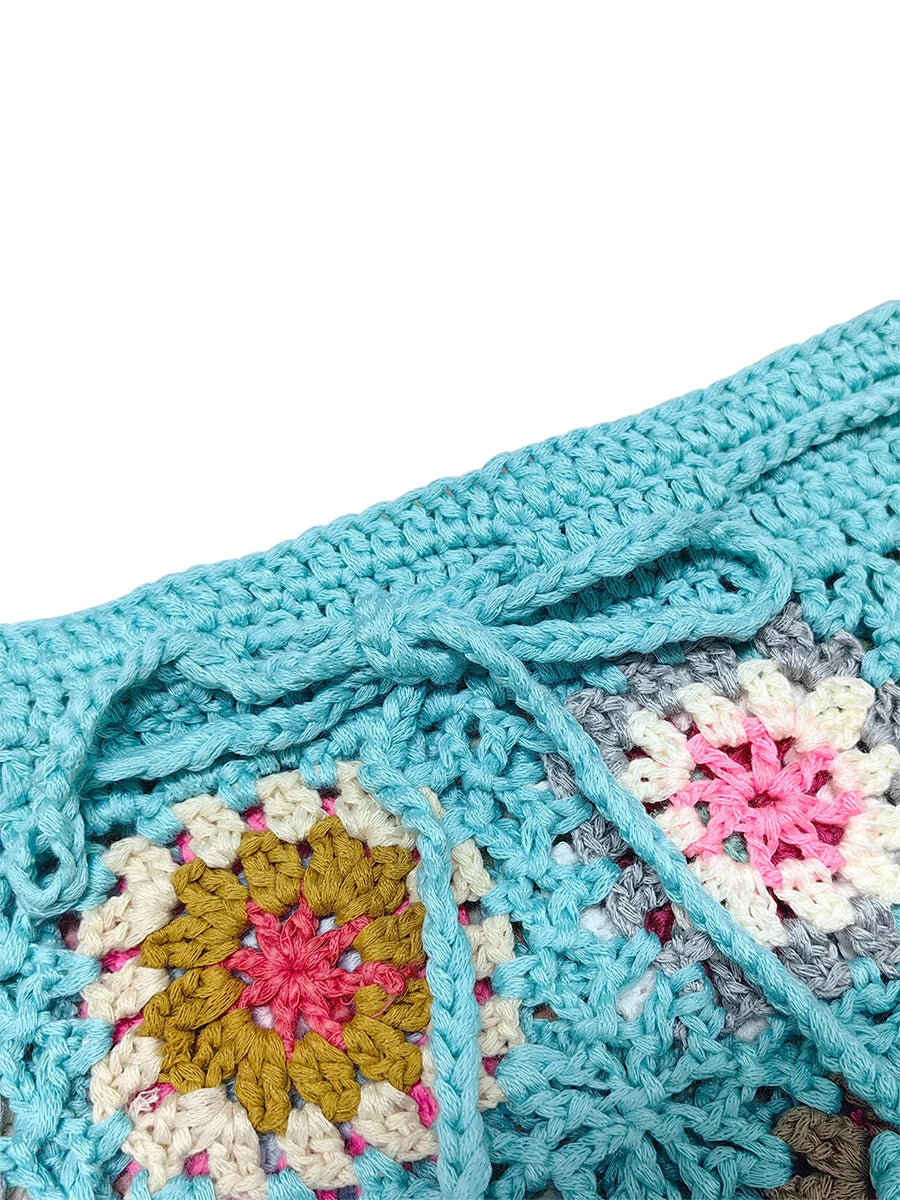 Women's Knit Crochet Shorts Beach Summer Casual Hollow Out Elastic Waist Drawstring Short Pants Female Lounge Sleep Bottoms Y2K