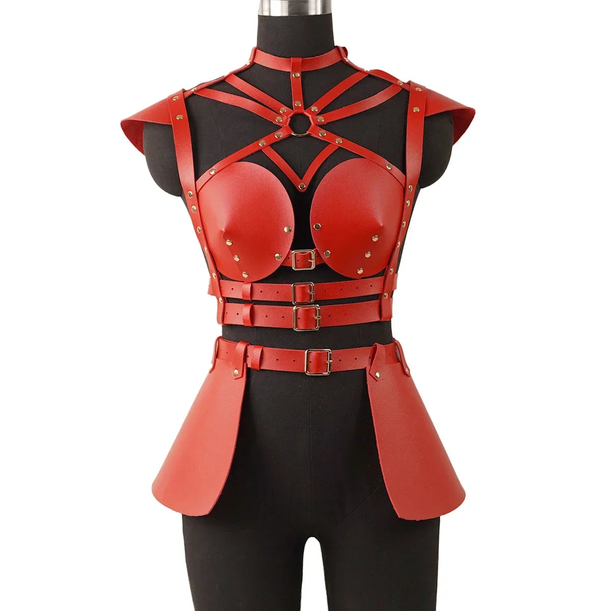 Women's PU leather with bra space costume, space back sling, gothic bustle sling, holographic leather suit