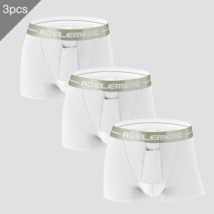 3PC Bullet separate underwear Men's ventilated summer dry underpants Ice silk bag ice healthy boxers
