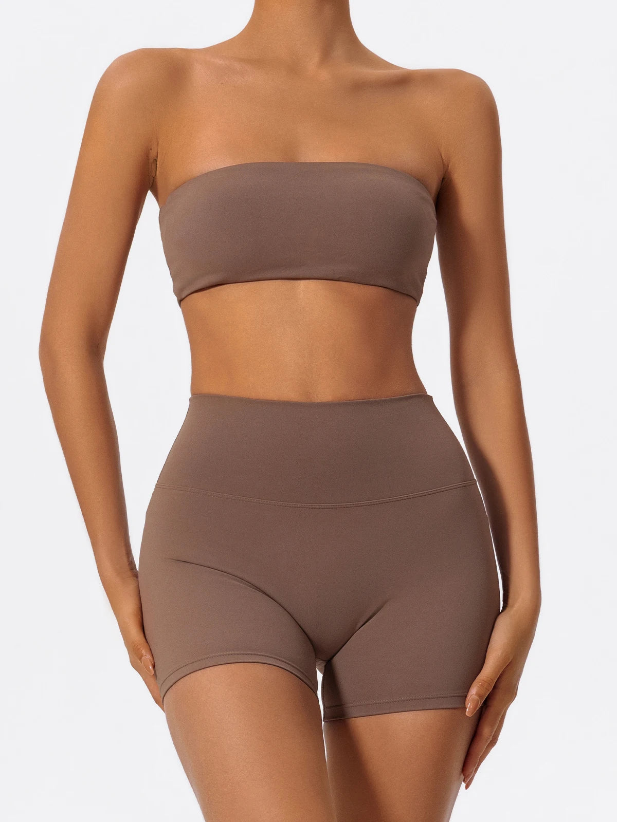 Summer Two Piece Fitness Sports Set Women Workout Yoga Outfit Strapless Bra Woman 2Ps Gym Crop Top Deportivos Mujer Gym Suits