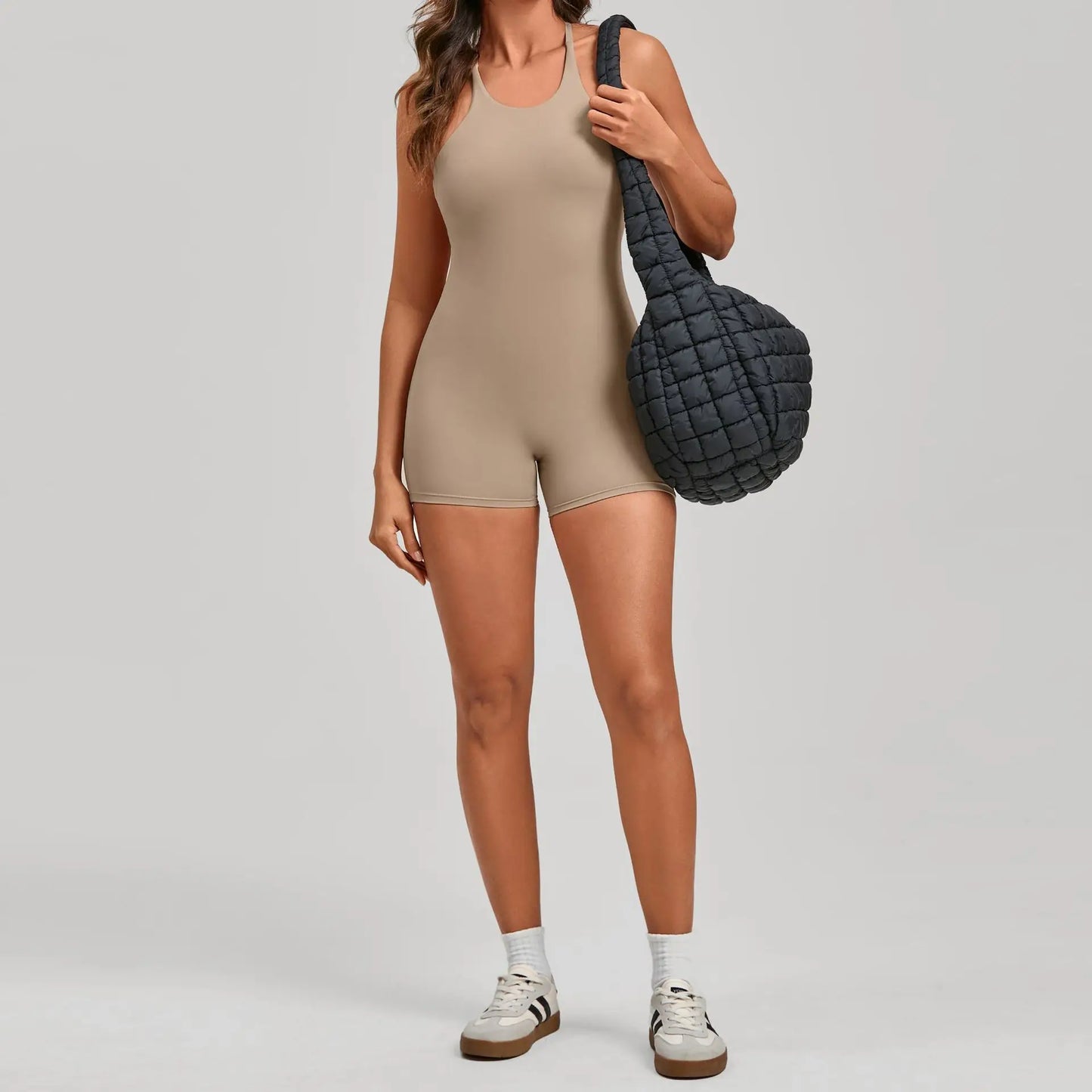 Gym Workout Clothes Backless One-Piece Yoga Suit Tight-Fitting Sports Bodysuit Fitness Suit Adjustable Shoulder Strap Jumpsuit
