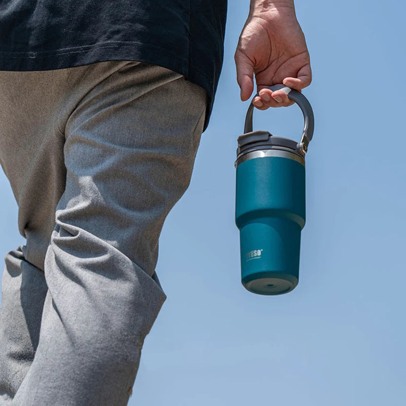 Tyeso 600ml 900ml 1200ml Tumbler Coffee Cup Stainless Steel Vacuum Thermal Insulated Iced Mug Cold Storage Large Capacity Flask