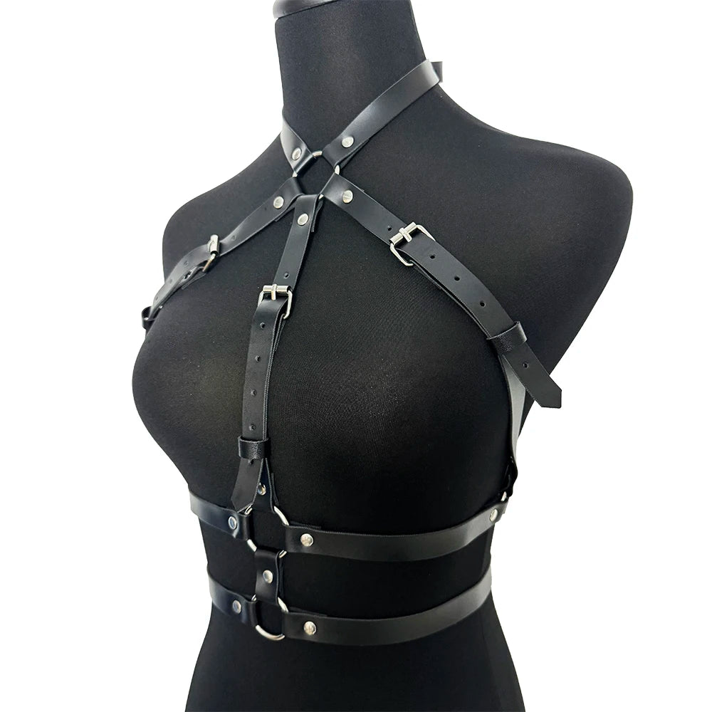 Fashion Women PU Leather Harness belt Chest Harness Corset Body Decortive Harness Punk Style Gothic Clothing Accessories