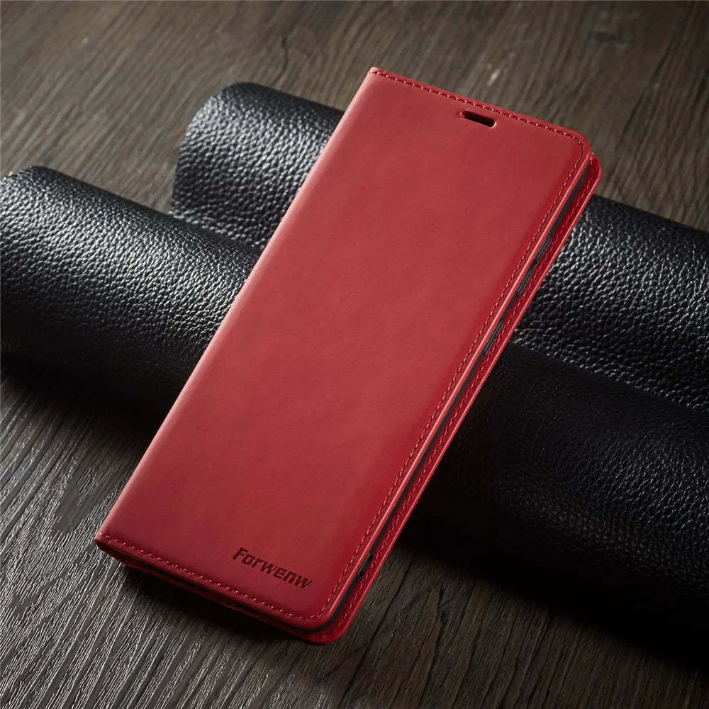 Leather Magnetic Flip Case For iPhone 16 15 14 17 Pro Max Air 16E 13 12 11 XS Max XR SE 8 7 Plus Wallet Card Solt Phone Cover