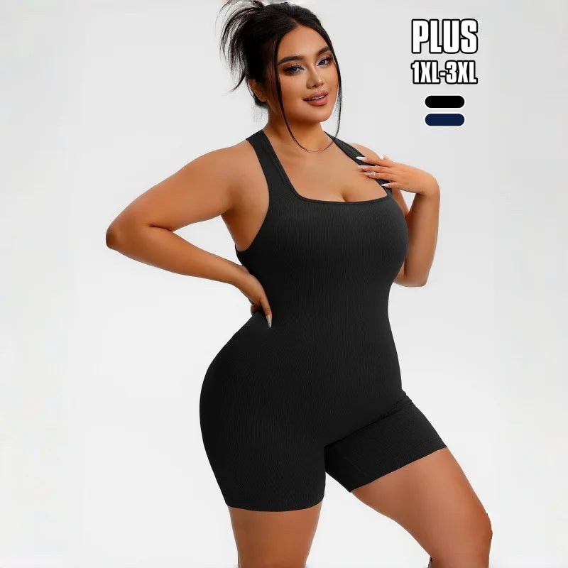 New plus size women's sports jumpsuit yoga suit suspender beautiful back fitness quick-drying high-end buttocks shapewear
